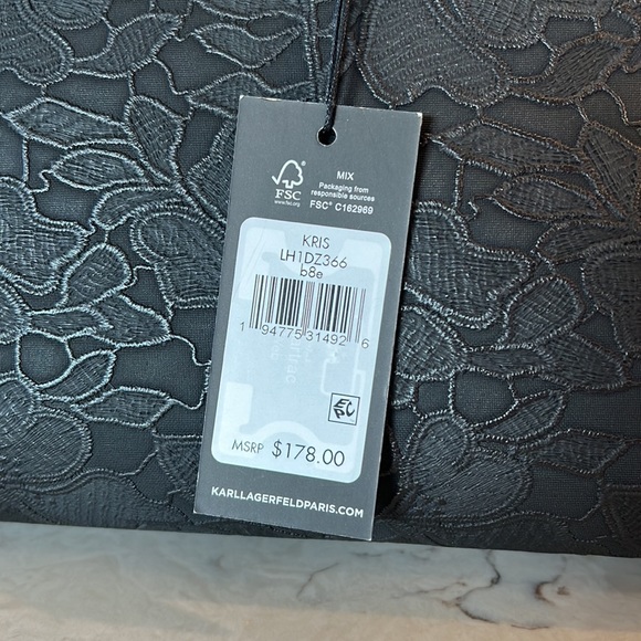 Karl Lagerfeld Paris Kris Satchel - Iconic Big Bow and Floral Charm - Chic Black - Picture 6 of 8